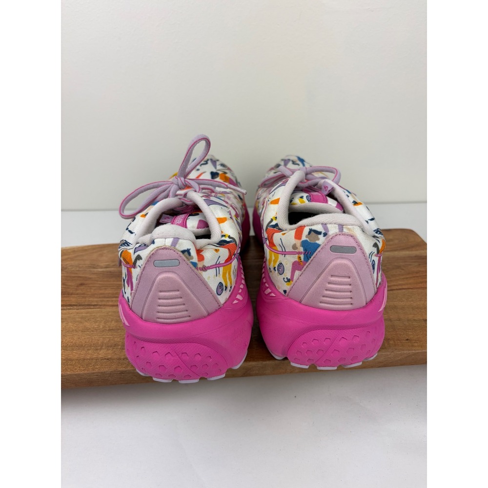 Brooks Adrenaline GTS 21 Size 10 White Pink Empower Unity Graphic Running Shoes - Picture 9 of 12
